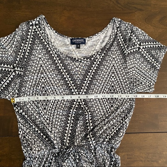 CHEROKEE Black White Printed Dress with Waist String - Picture 11 of 11